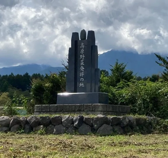 高原野菜発祥の地と刻まれた石碑